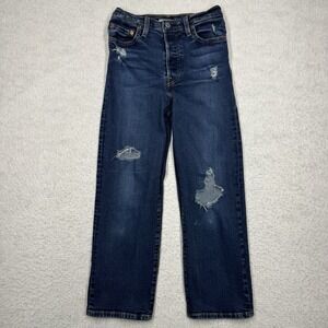 Levis Jeans Ribcage Straight Ankle Stretch Blue Medium Wash Women's Size 26